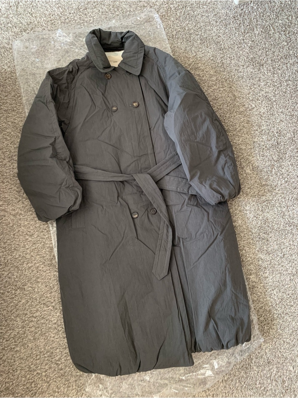 Verso - Double Breasted Down Jacket - Charcoal